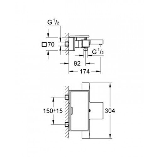 Grohe Grohtherm Cube termostatinis vonios maišytuvas su muiline 1