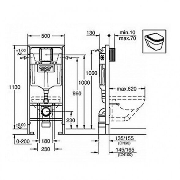 Grohe 6 in 1 potinkinis klozeto rėmo komplektas 2