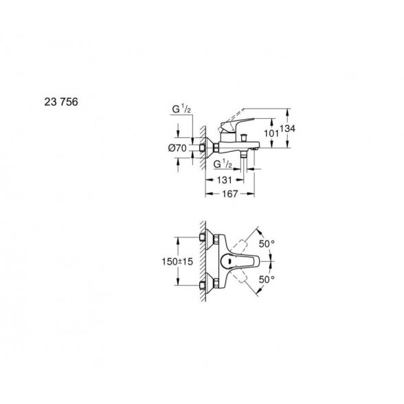 Grohe BauFlow 23756000 dušo/vonios maišytuvas 1