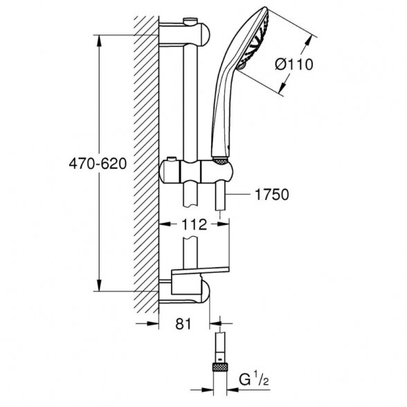 Grohe Euphoria Massage dušo komplektas 600 mm aukščio 2