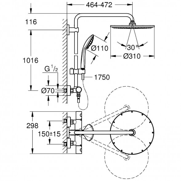 Grohe Euphoria System 310 termostatinė dušo sistema 5