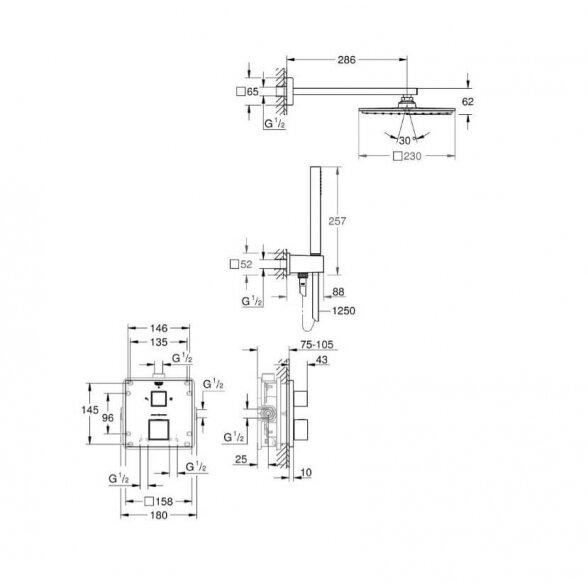 Grohe Grohtherm Cube potinkinis termostatinis dušo komplektas 1