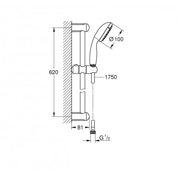 Grohe Tempesta 100 dušo komplektas 1-os srovės 1