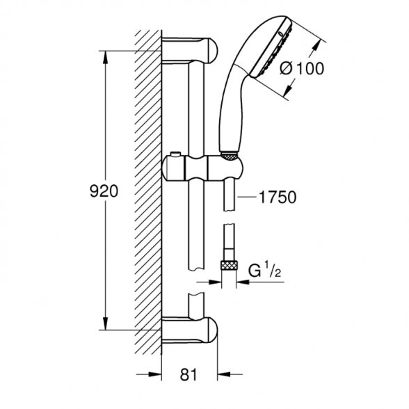 Grohe Tempesta Classic II 900 mm dušo komplektas 2