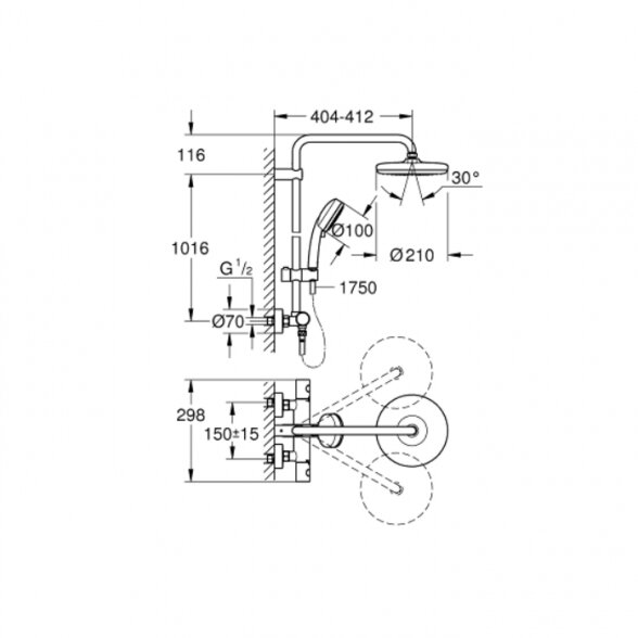 Grohe Tempesta termostatinė dušo sistema su 21 cm dušo galva 5