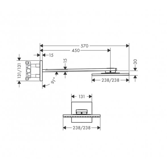 Hansgrohe Axor 250/250 dušo galva iš sienos 2