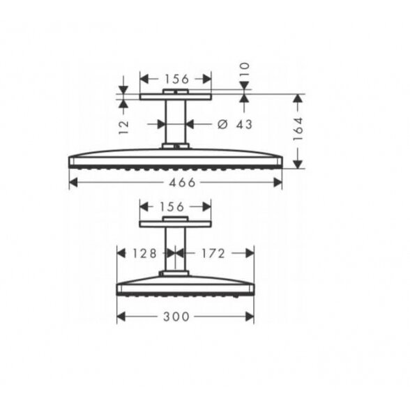 Hansgrohe Axor 460/300 dušo galva iš lubų 3