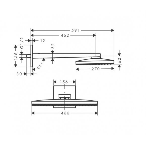 Hansgrohe Axor 460/300 dušo galva iš sienos 3