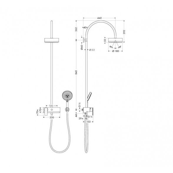 Hansgrohe Axor Citterio 180 39620000 virštinkinė dušo sistema 1