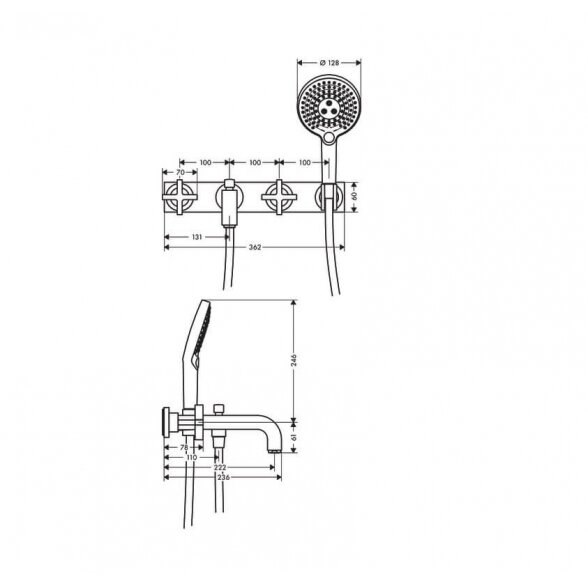 Hansgrohe Axor Citterio 39441000 potinkinis vonios maišytuvas 2