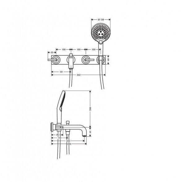 Hansgrohe Axor Citterio 39442000 potinkinis vonios maišytuvas 4