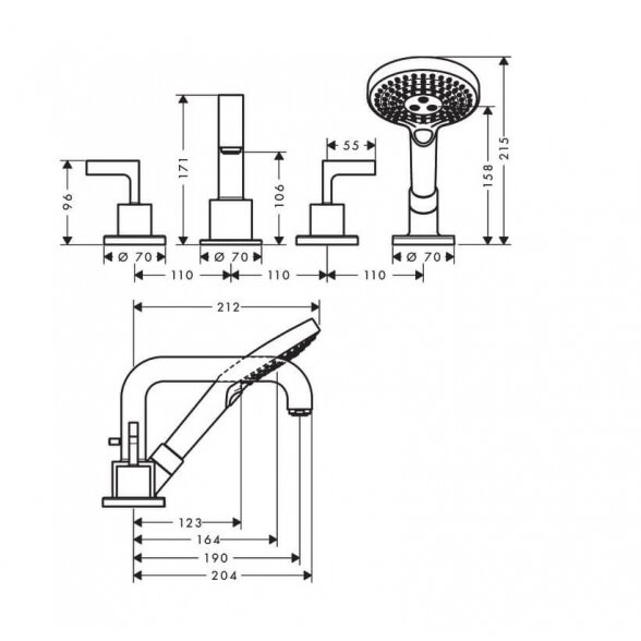 Hansgrohe Axor Citterio 39446000 įmontuojamas į vonios kraštą maišytuvas 4