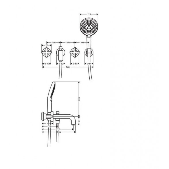 Hansgrohe Axor Citterio 39447000 potinkinis vonios maišytuvas 4