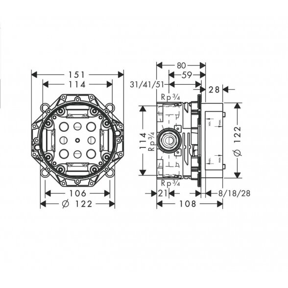 Hansgrohe Axor Citterio 39455000 potinkinis dušo maišytuvas 3