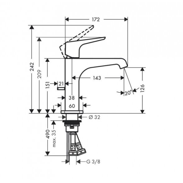 Hansgrohe Axor Citterio E 130 36110000 praustuvo maišytuvas su dugno vožtuvu 2