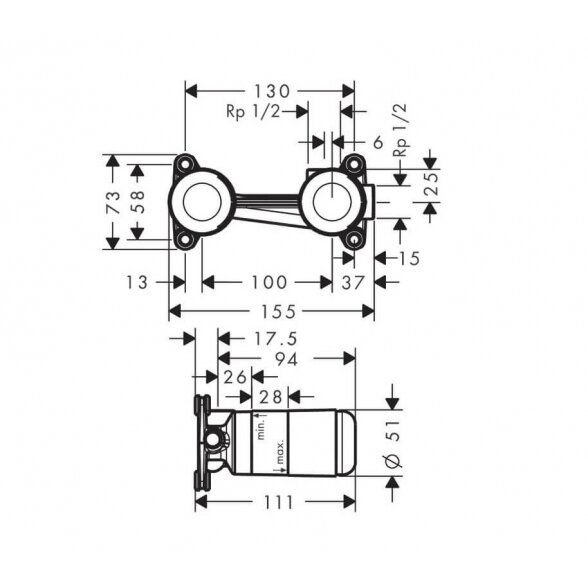 Hansgrohe Axor Citterio E 221 mm 36114000 praustuvo maišytuvas iš sienos 2