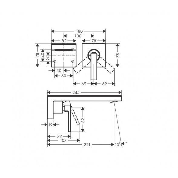 Hansgrohe Axor MyEdition 221 praustuvo maišytuvas iš sienos 1