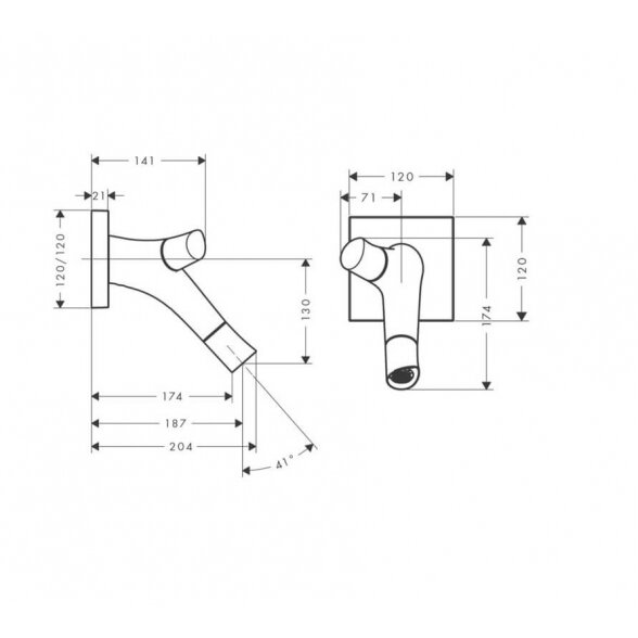 Hansgrohe Axor Starck Organic 187 mm praustuvo maišytuvas iš sienos 1