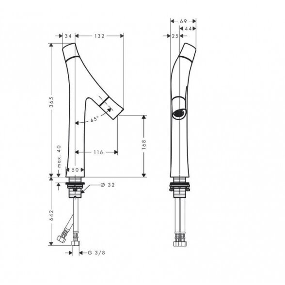 Hansgrohe Axor Starck Organic 240 aukštas praustuvo maišytuvas 6