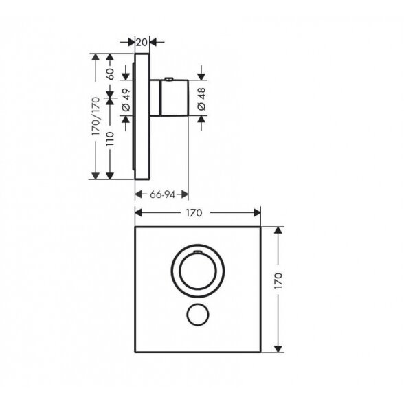 Hansgrohe Axor Thermostat HighFlow 36716000 potinkinis dušo maišytuvas 2