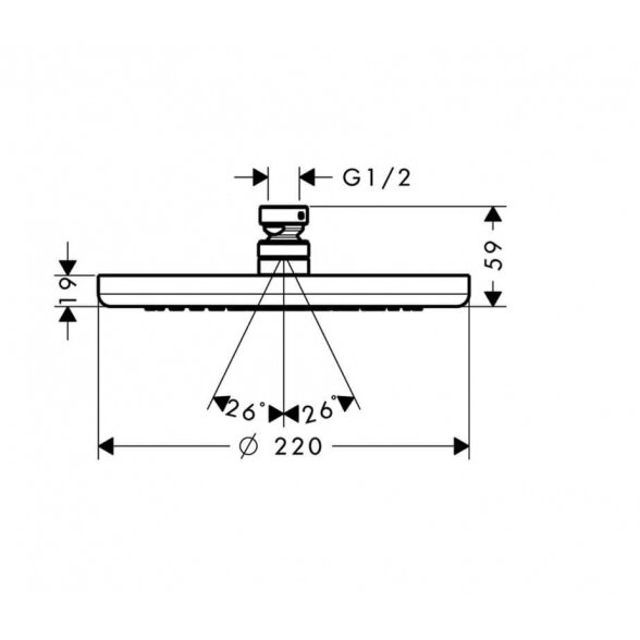 Hansgrohe Croma 26464000 dušo galva 22 cm su 10 cm laikikliu 2