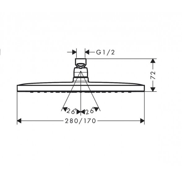 Hansgrohe Croma E 26257000 dušo galva 28x17 cm su 30 cm laikikliu 1