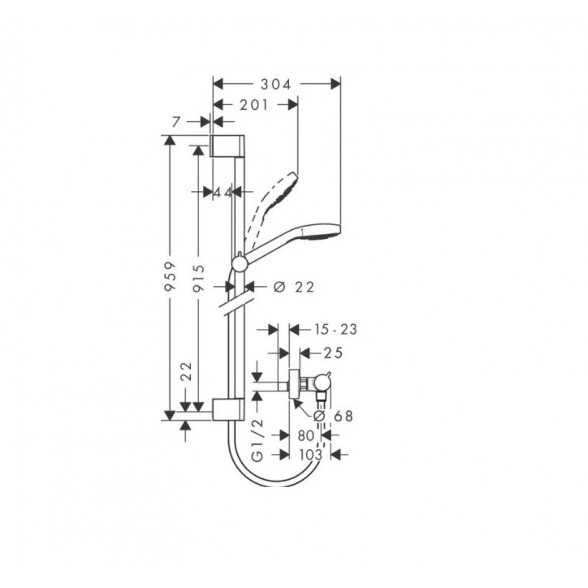 Hansgrohe Croma Select S termostatinis dušo komplektas 1