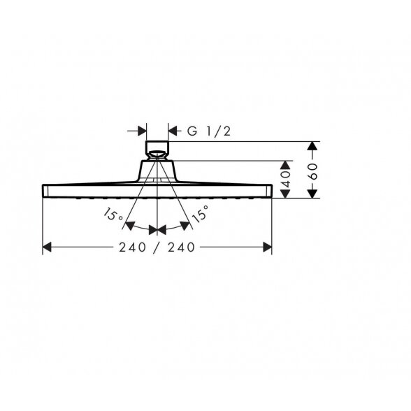 Hansgrohe Crometta E 26726000 dušo galva 24x24 cm iš lubų 1