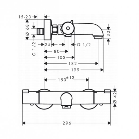 Hansgrohe Ecostat 1001 CL HG13201000 termostatinis vonios maišytuvas 2