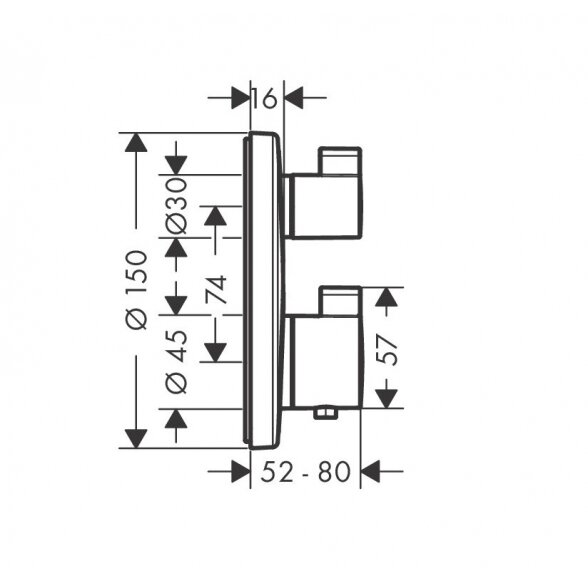 Hansgrohe Ecostat S 15758 potinkinis termostatinis dušo maišytuvas 3