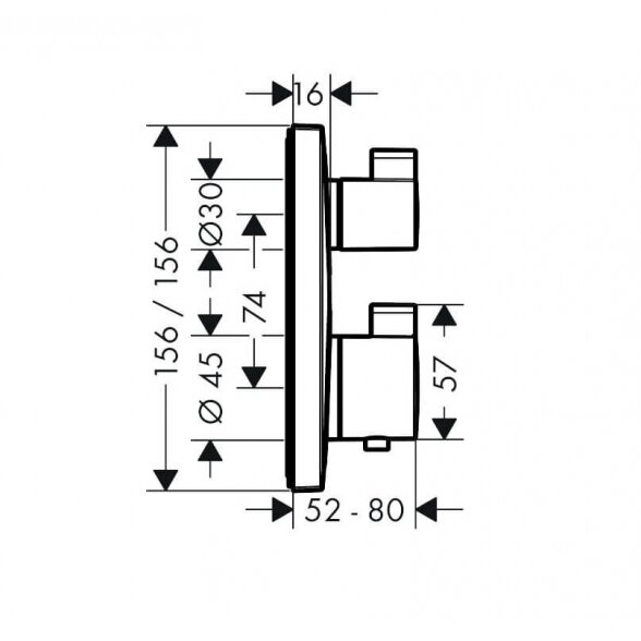 Hansgrohe Ecostat Square 15712 potinkinis termostatinis dušo maišytuvas 1