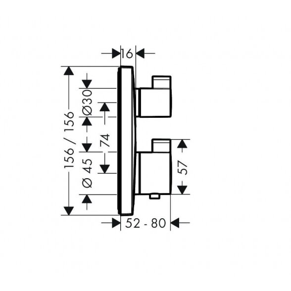 Hansgrohe Ecostat Square 15714 potinkinis termostatinis dušo maišytuvas 1