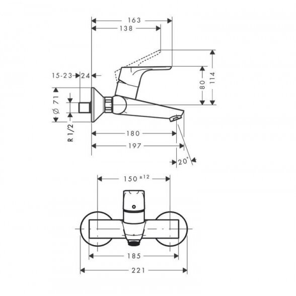 Hansgrohe Focus 180 31923000 praustuvo maišytuvas 1