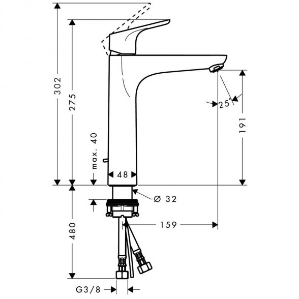 Hansgrohe Focus 190 aukštas praustuvo maišytuvas 2