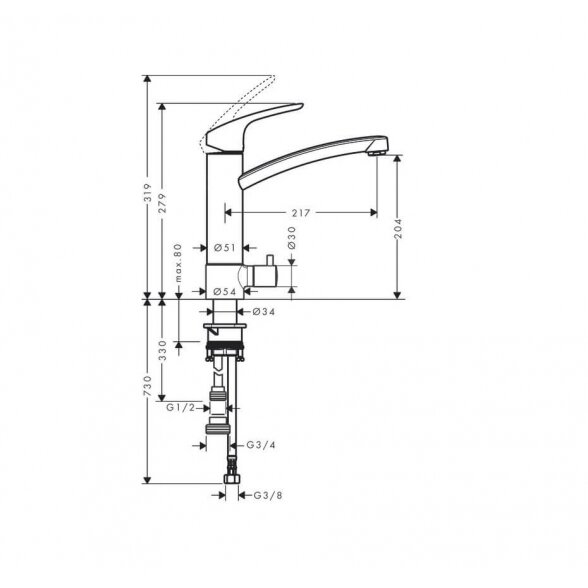 Hansgrohe Focus M41 31803000 virtuvinis maišytuvas 1