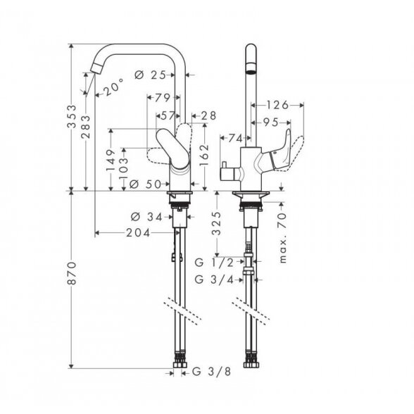 Hansgrohe Focus M41 31823000 virtuvinis maišytuvas 1