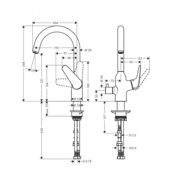 Hansgrohe Focus M42 71803000 virtuvinis maišytuvas 1