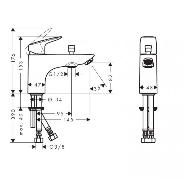 Hansgrohe Logis 71312000 įgręžiamas vonios maišytuvas 1