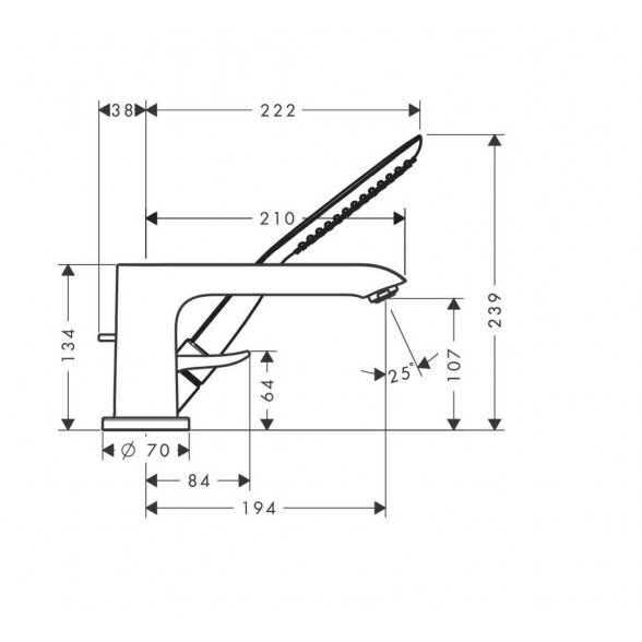 Hansgrohe Metris 31190000 į vonios kraštą montuojamas maišytuvas 3