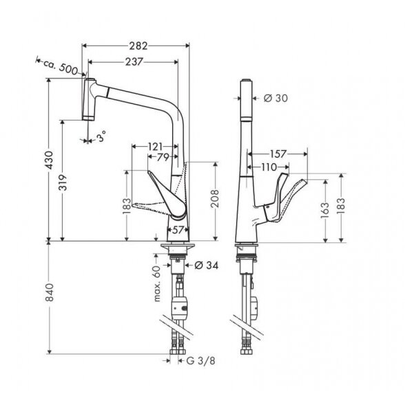 Hansgrohe Metris M71 14820000 virtuvinis maišytuvas 3