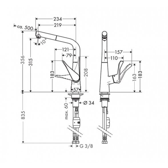 Hansgrohe Metris M71 14821000 virtuvinis maišytuvas 1