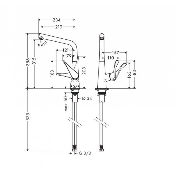 Hansgrohe Metris M71 14823000 virtuvinis maišytuvas 1