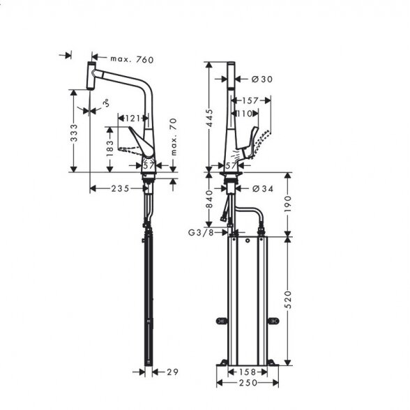 Hansgrohe Metris Select M71 73803000 virtuvinis maišytuvas 2