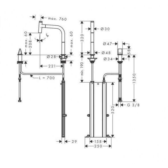 Hansgrohe Metris Select M71 73804000 virtuvinis maišytuvas 2