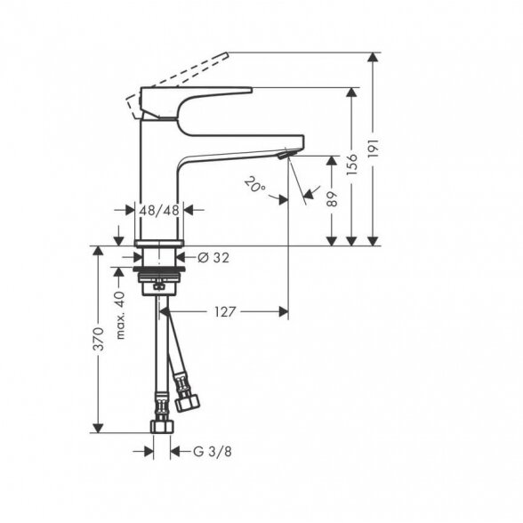 Hansgrohe Metropol 100 praustuvo maišytuvas, chromo sp. 1