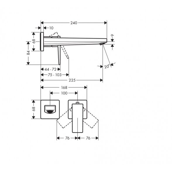 Hansgrohe Metropol 225 mm praustuvo maišytuvas iš sienos 3