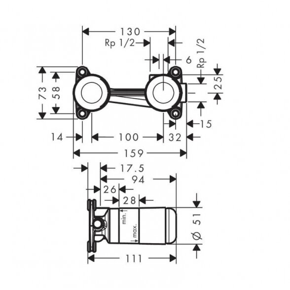 Hansgrohe Metropol 225 mm praustuvo maišytuvas iš sienos 8