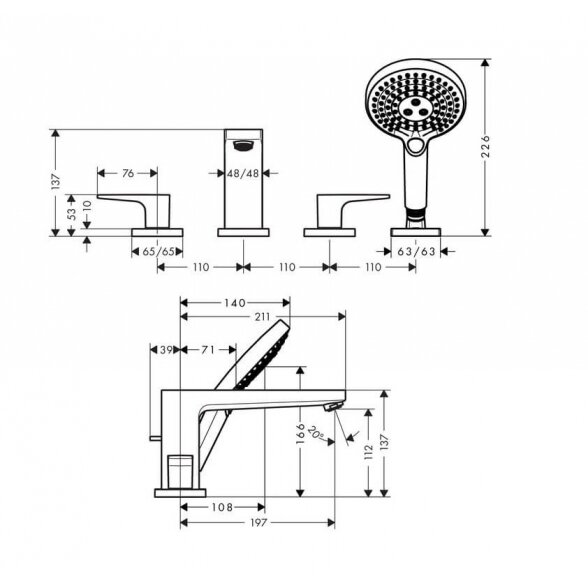 Hansgrohe Metropol 32553000 į vonios kraštą montuojamas maišytuvas 1