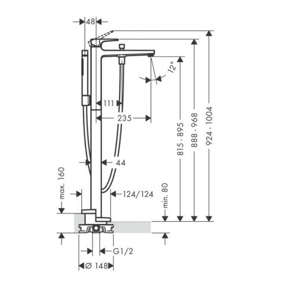 Hansgrohe Metropol vonios maišytuvas iš grindų, chromo sp. 1