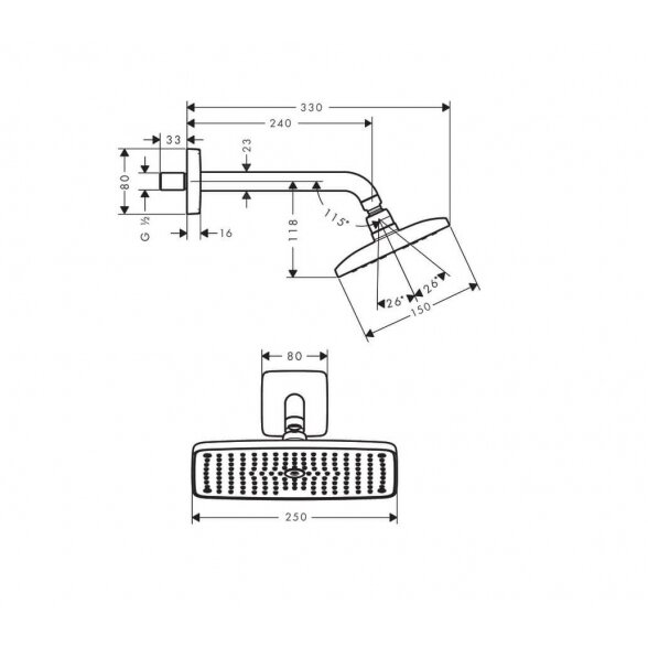 Hansgrohe Raindance E 27370000 dušo galva 25x15 cm 1